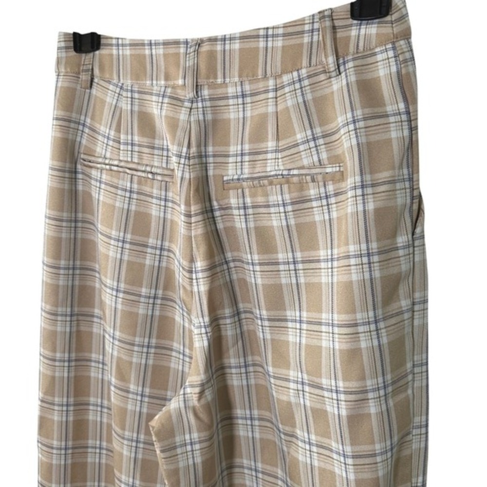 Princess Polly Plaid Wide Leg Pants Beige Blue White High Rise Polyester Size XS - Picture 4 of 6